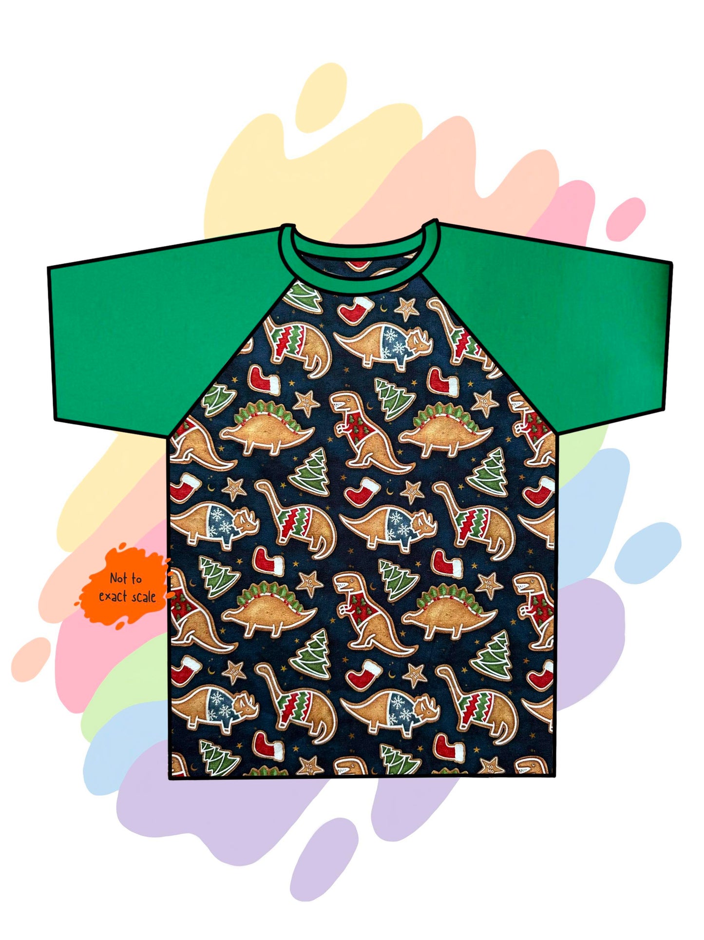 Dinosaur Christmas cookies - Raglan T-Shirt