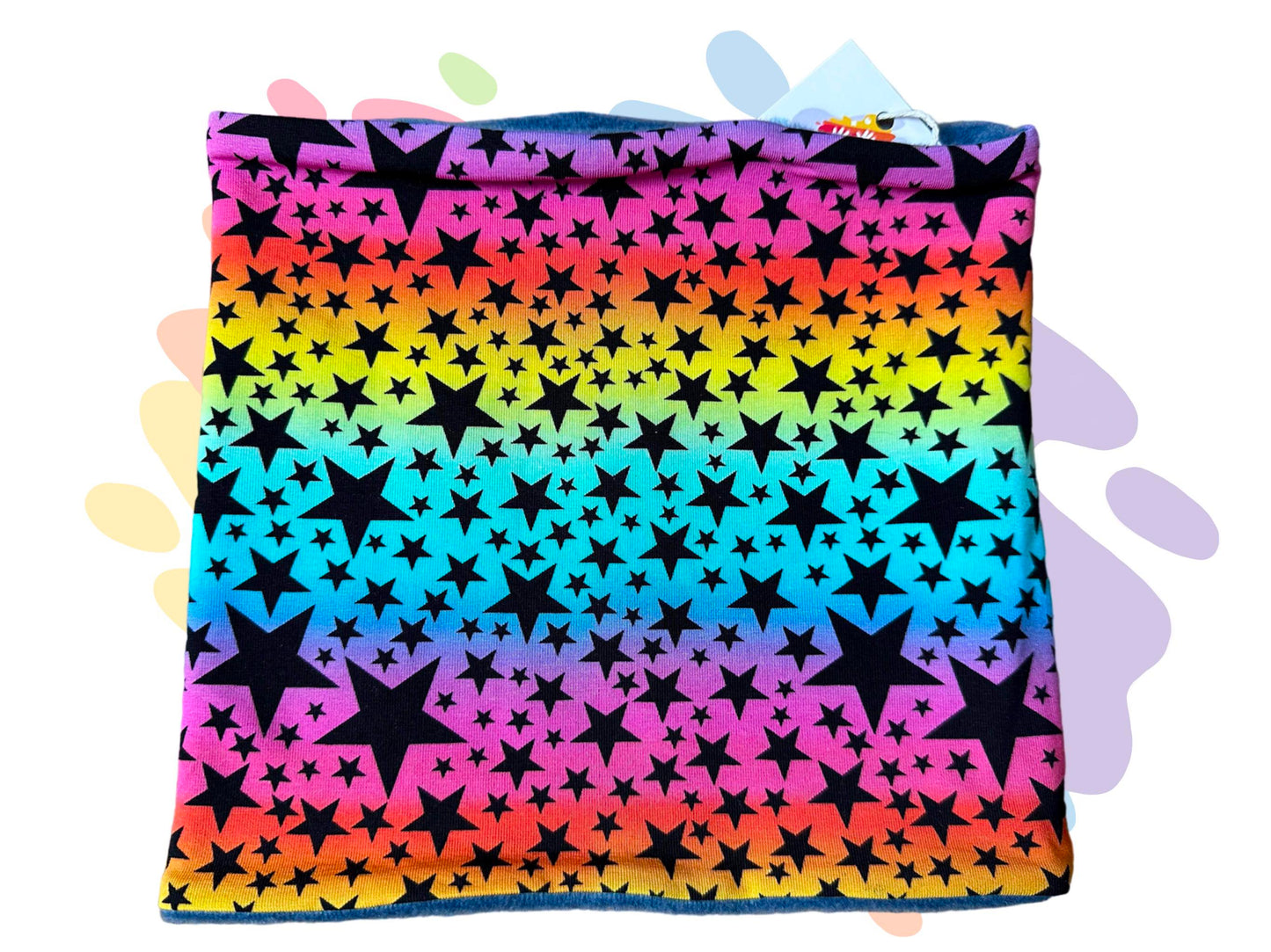 Rainbow stars snood (Size small)