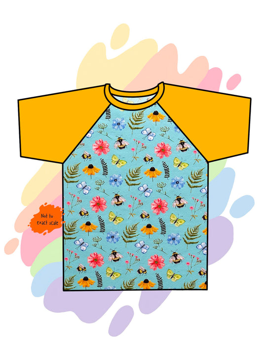 Floral Bees - Raglan T-Shirt