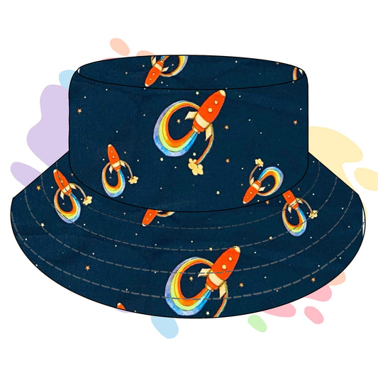 Rainbow rockets reversable bucket hat